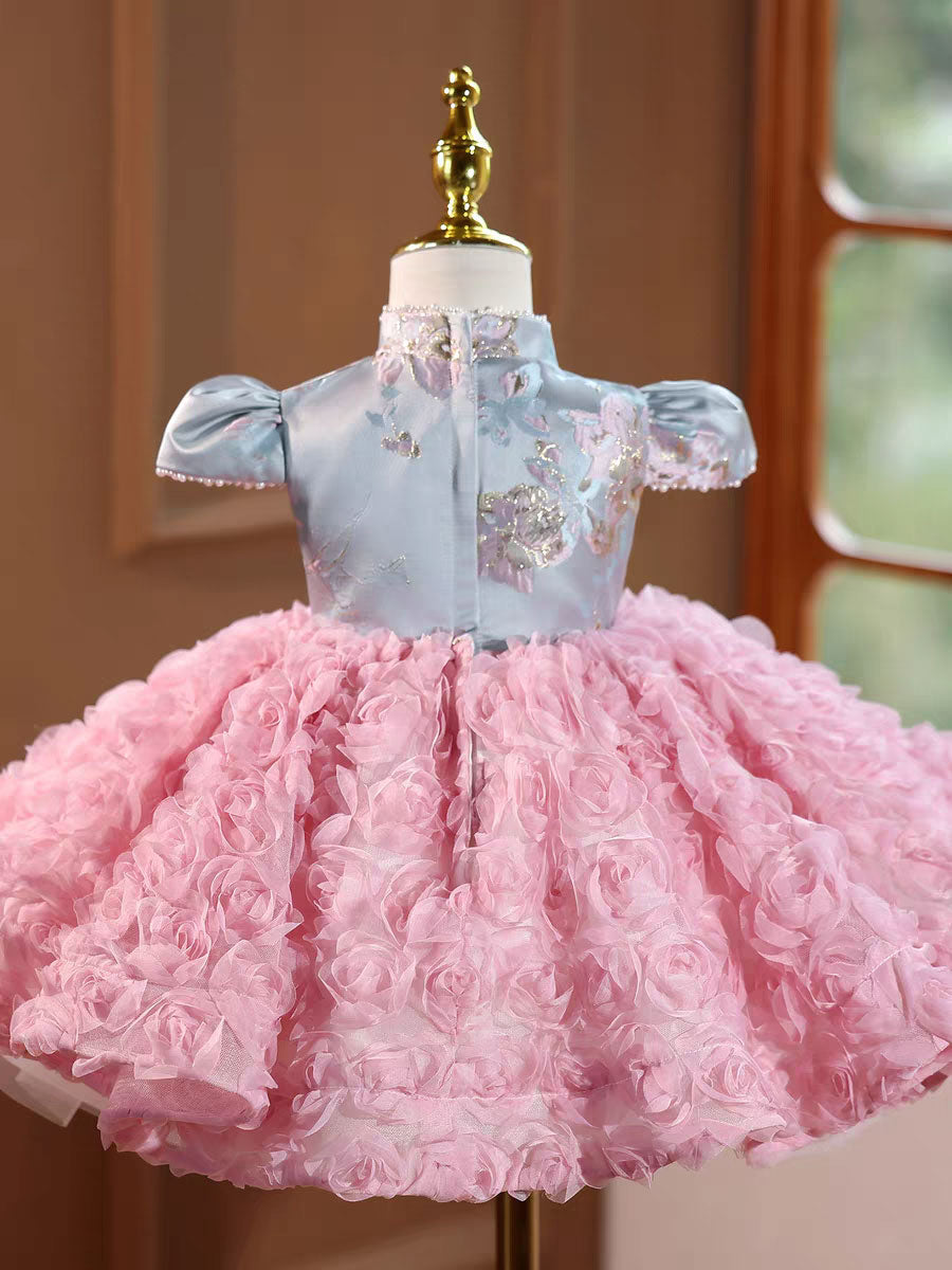 Pink Chinese Style Flower Girl Dress for Birthday Party D152
