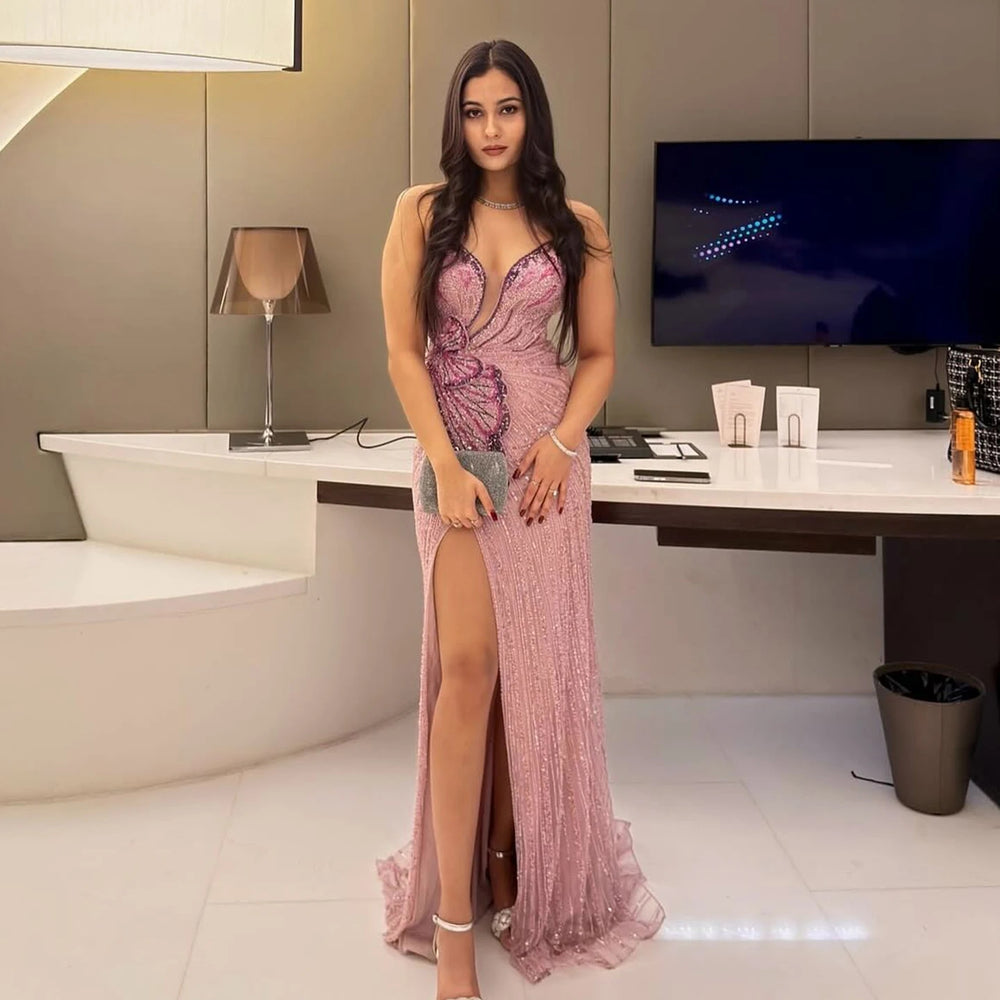 Elegant Sweetheart Pink Evening Dress Mermaid Gown SS267