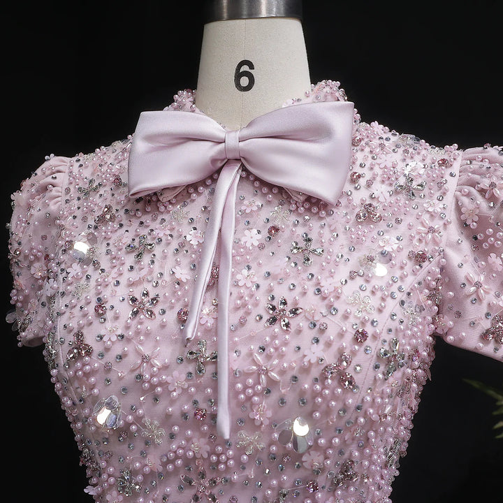 Glamorous Pink Two Piece Evening Dress with Sparkling Sequins SS547