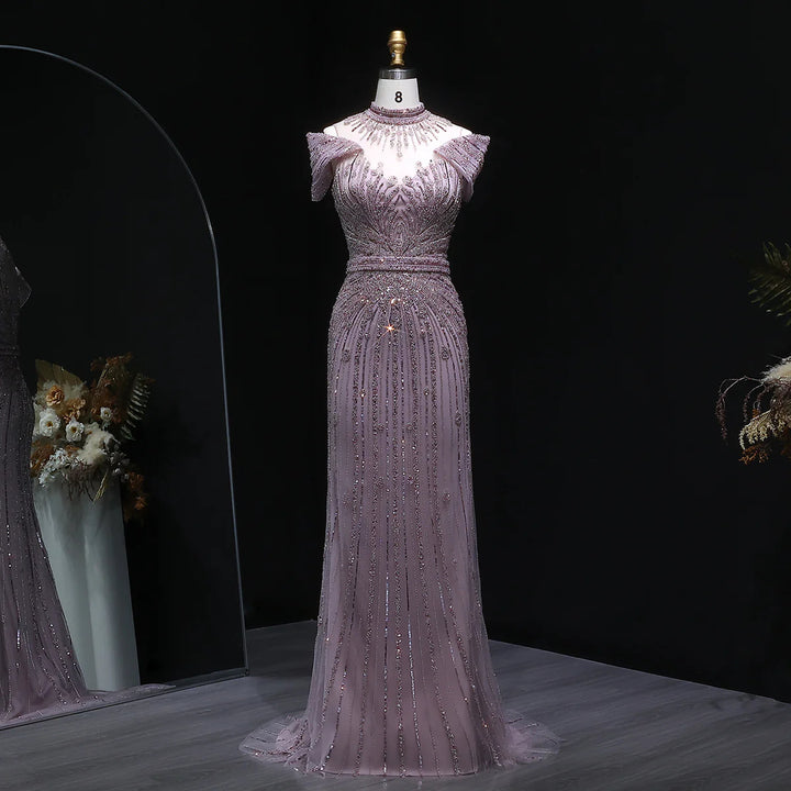 Luxury Beaded Off-Shoulder Formal Dress SS109