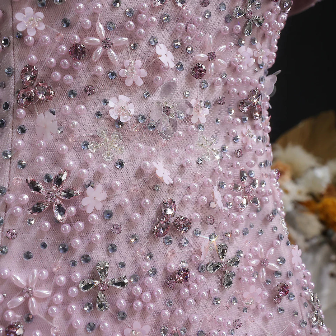 Glamorous Pink Two Piece Evening Dress with Sparkling Sequins SS547