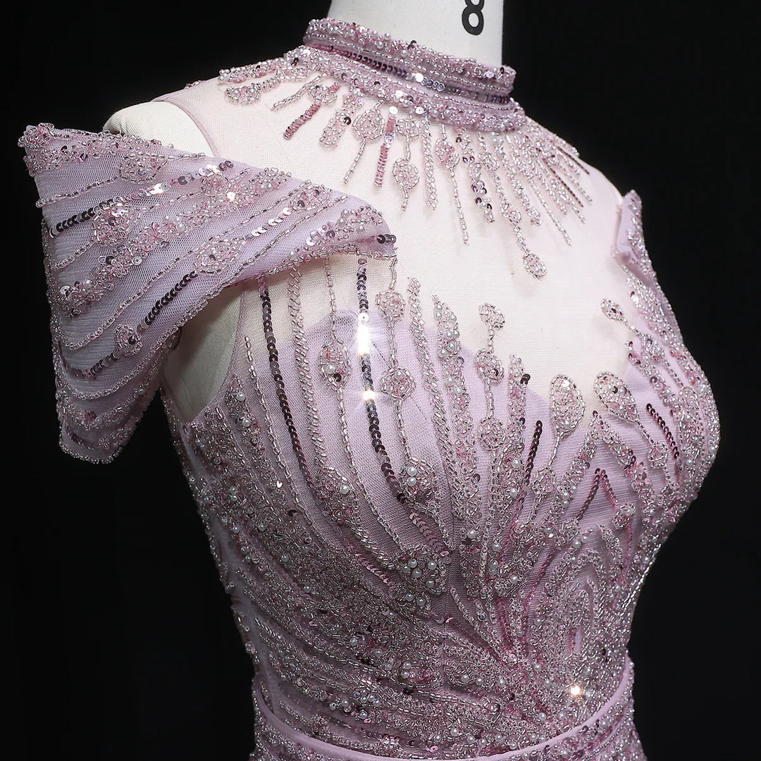 Luxury Beaded Off-Shoulder Formal Dress SS109