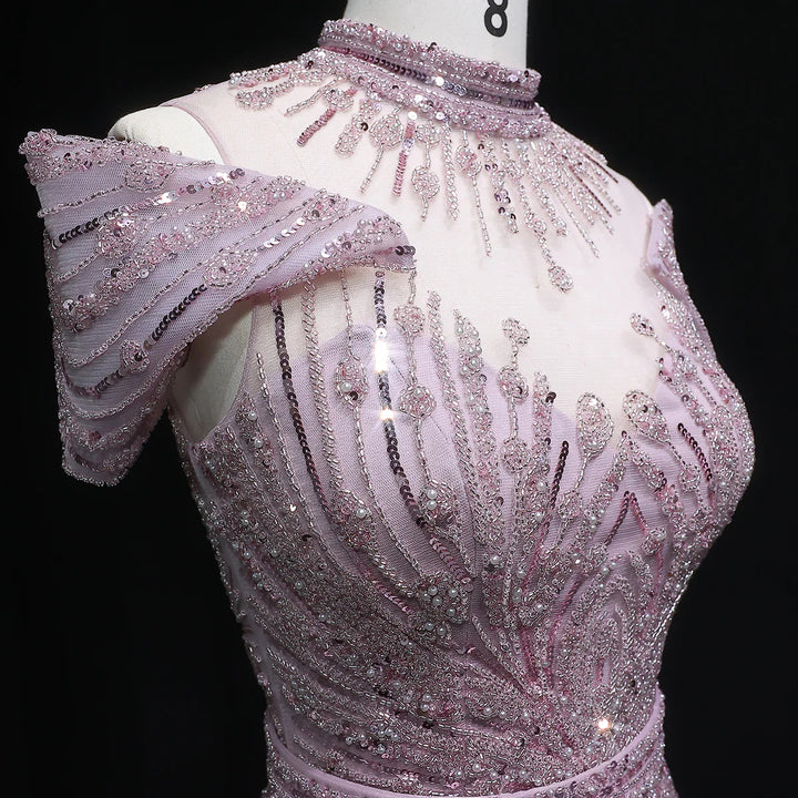 Luxury Beaded Off-Shoulder Formal Dress SS109