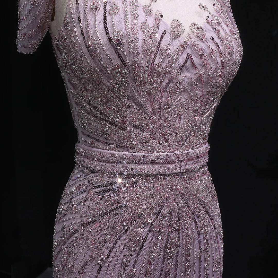 Luxury Beaded Off-Shoulder Formal Dress SS109