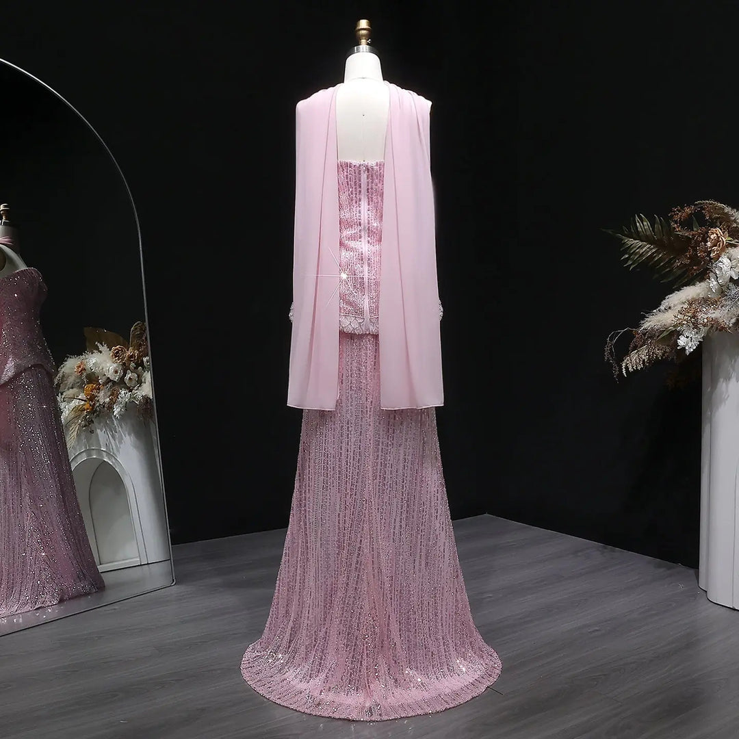 Luxury Orange Sparkle Strapless Peplum Pageant Evening Dress with Scarf SS560