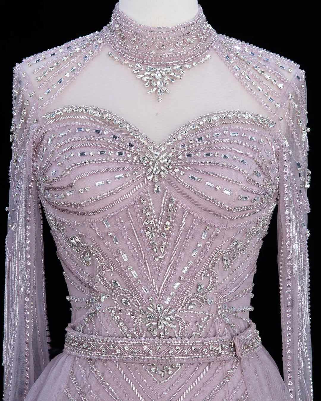 Dreamy Vow Beaded High Neck Evening Gown with Flowing Cape SS171