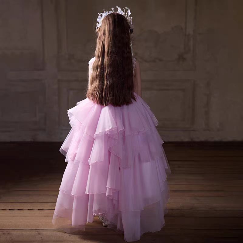 Blush Pink Flower Girl Dress with Sequins Embroidery J232