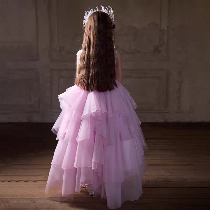 Blush Pink Flower Girl Dress with Sequins Embroidery J232