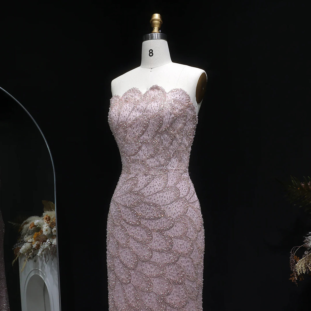 Elegant Emerald Green Strapless Evening Dress SS601