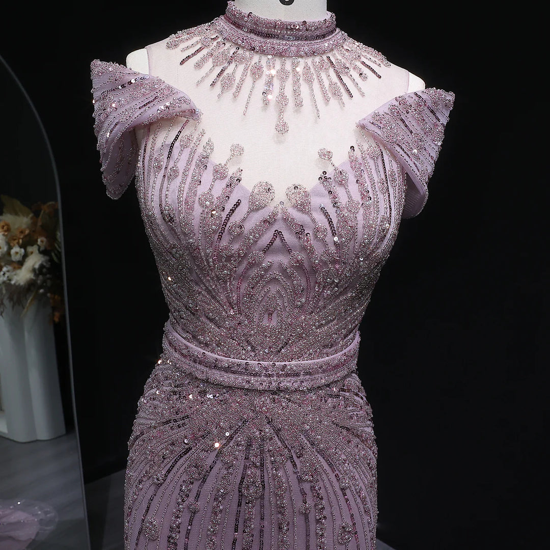 Luxury Beaded Off-Shoulder Formal Dress SS109