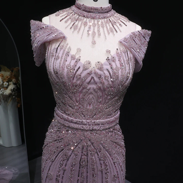 Luxury Beaded Off-Shoulder Formal Dress SS109