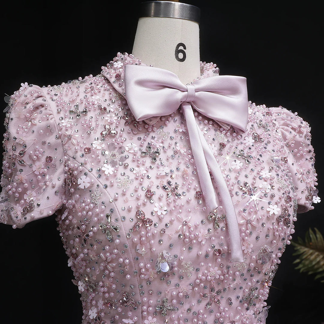 Glamorous Pink Two Piece Evening Dress with Sparkling Sequins SS547