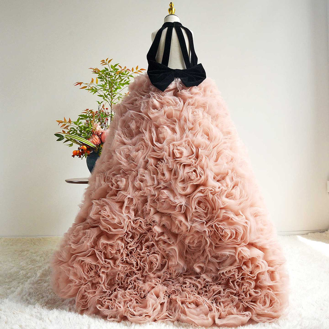 Pink Flower Girl Dress for Birthday Wedding Party Photoshoot J583