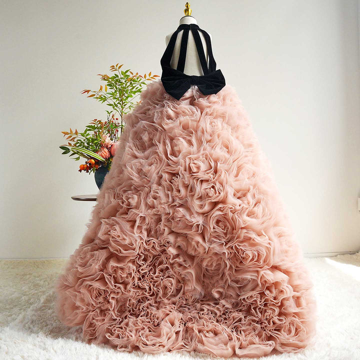 Pink Flower Girl Dress for Birthday Wedding Party Photoshoot J583