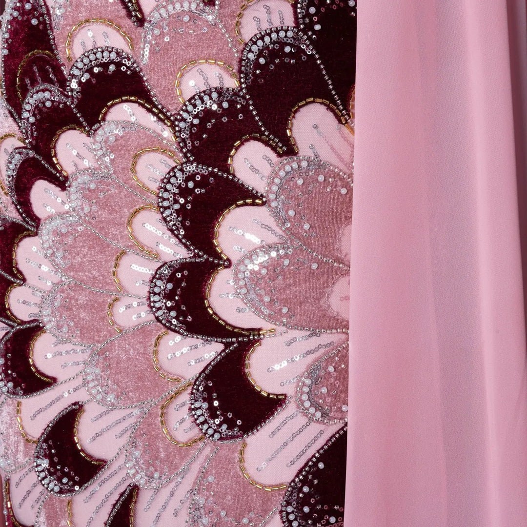 Strapless Floral Beaded Mermaid Prom Evening Dress with Shawl SS617