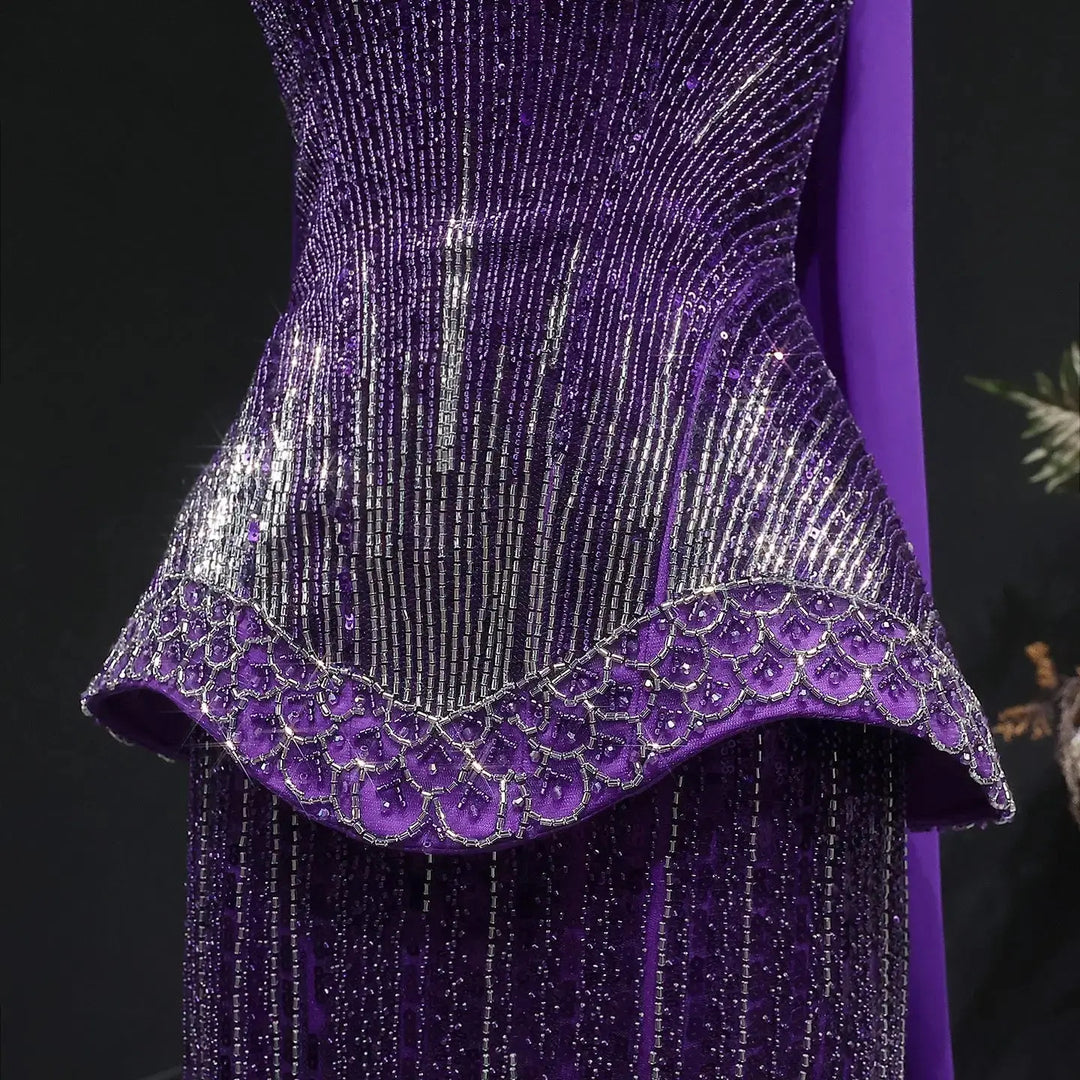 Luxury Orange Sparkle Strapless Peplum Pageant Evening Dress with Scarf SS560