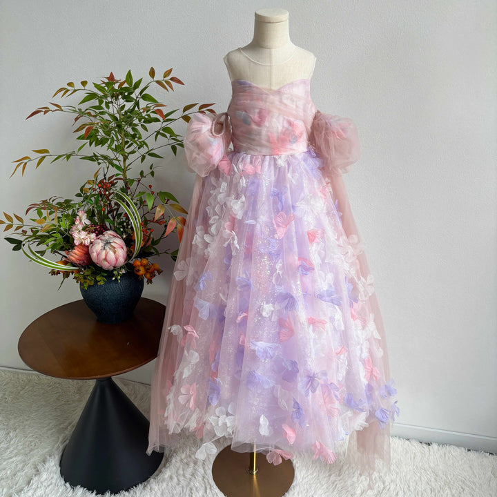 Luxury Pink Flower Girl Dress Puffy Princess Ball Gown for Wedding Birthday Party J033