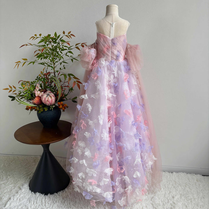 Luxury Pink Flower Girl Dress Puffy Princess Ball Gown for Wedding Birthday Party J033
