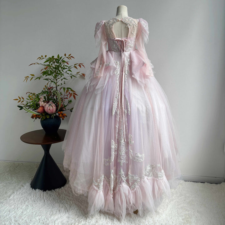 Luxury V-Neck Beaded Flower Girl Long Dress J056