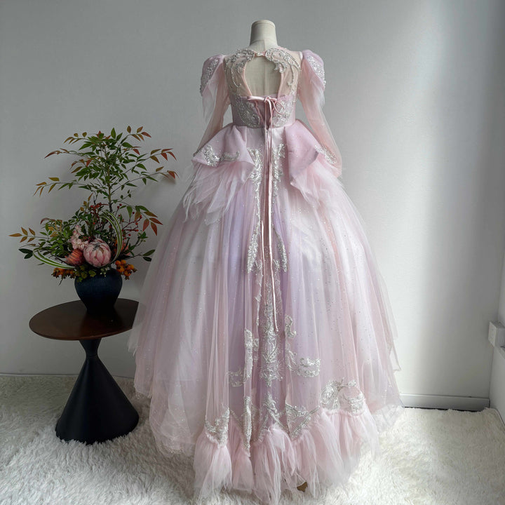 Luxury V-Neck Beaded Flower Girl Long Dress J056