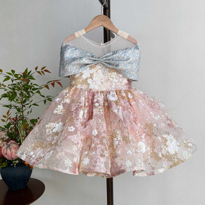 Adorable Sequined Flowers Girl Dress Cap Sleeve J539