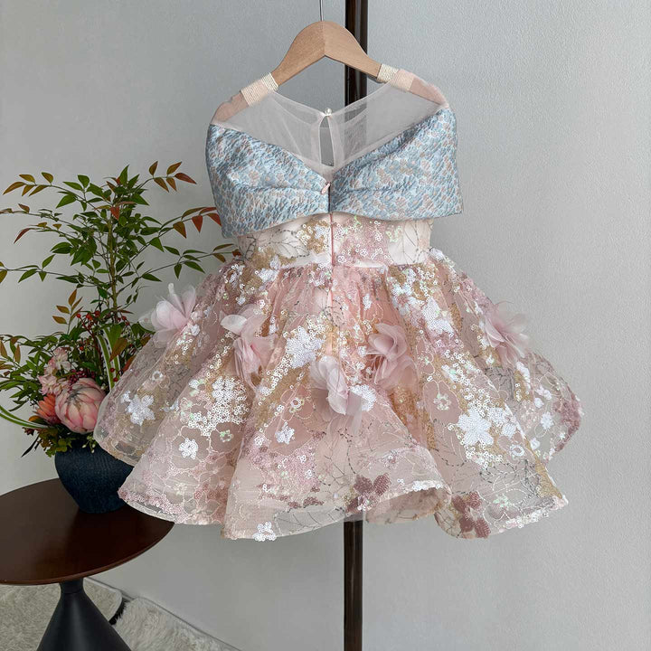 Adorable Sequined Flowers Girl Dress Cap Sleeve J539