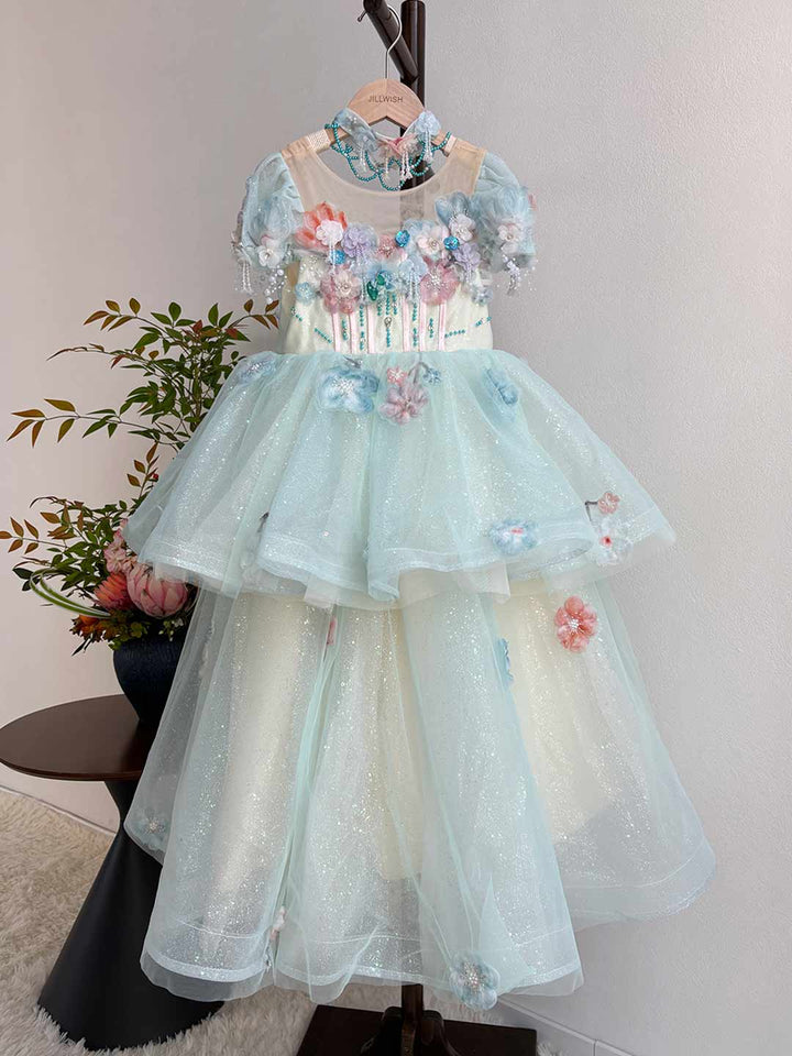 Elegant Crystal Beaded Girl Party Dress Princess Birthday J604