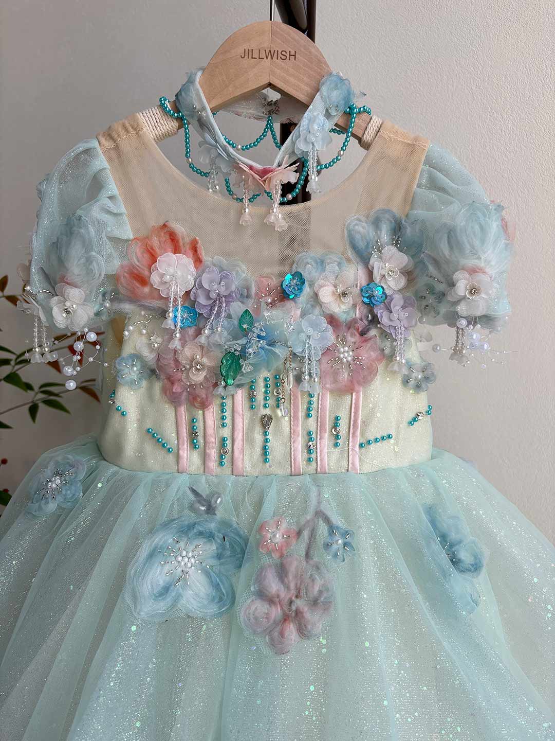Elegant Crystal Beaded Girl Party Dress Princess Birthday J604