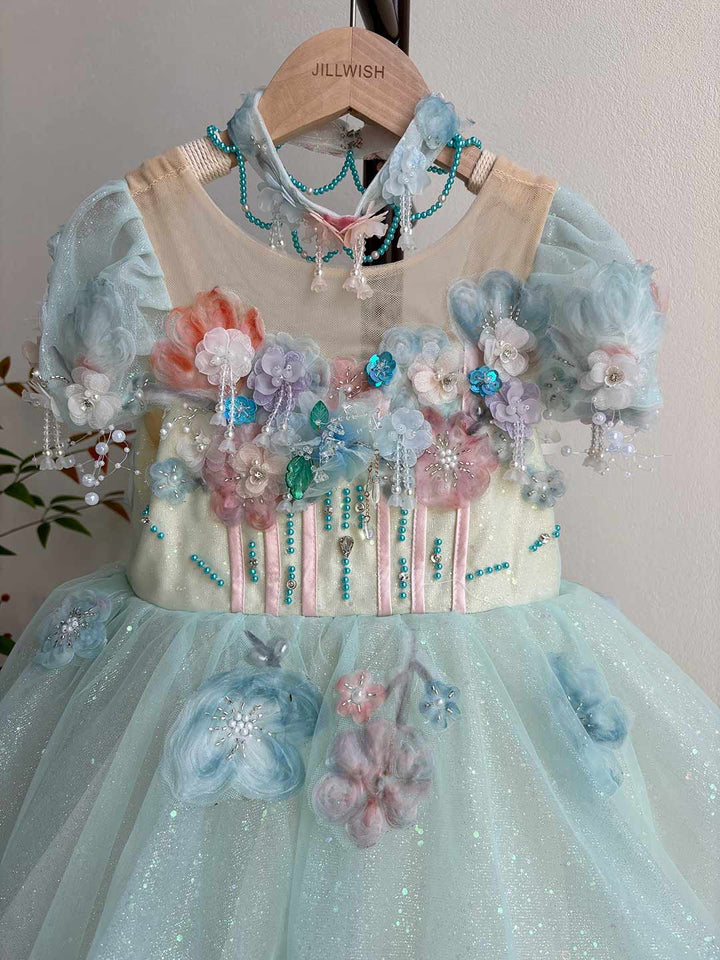 Elegant Crystal Beaded Girl Party Dress Princess Birthday J604