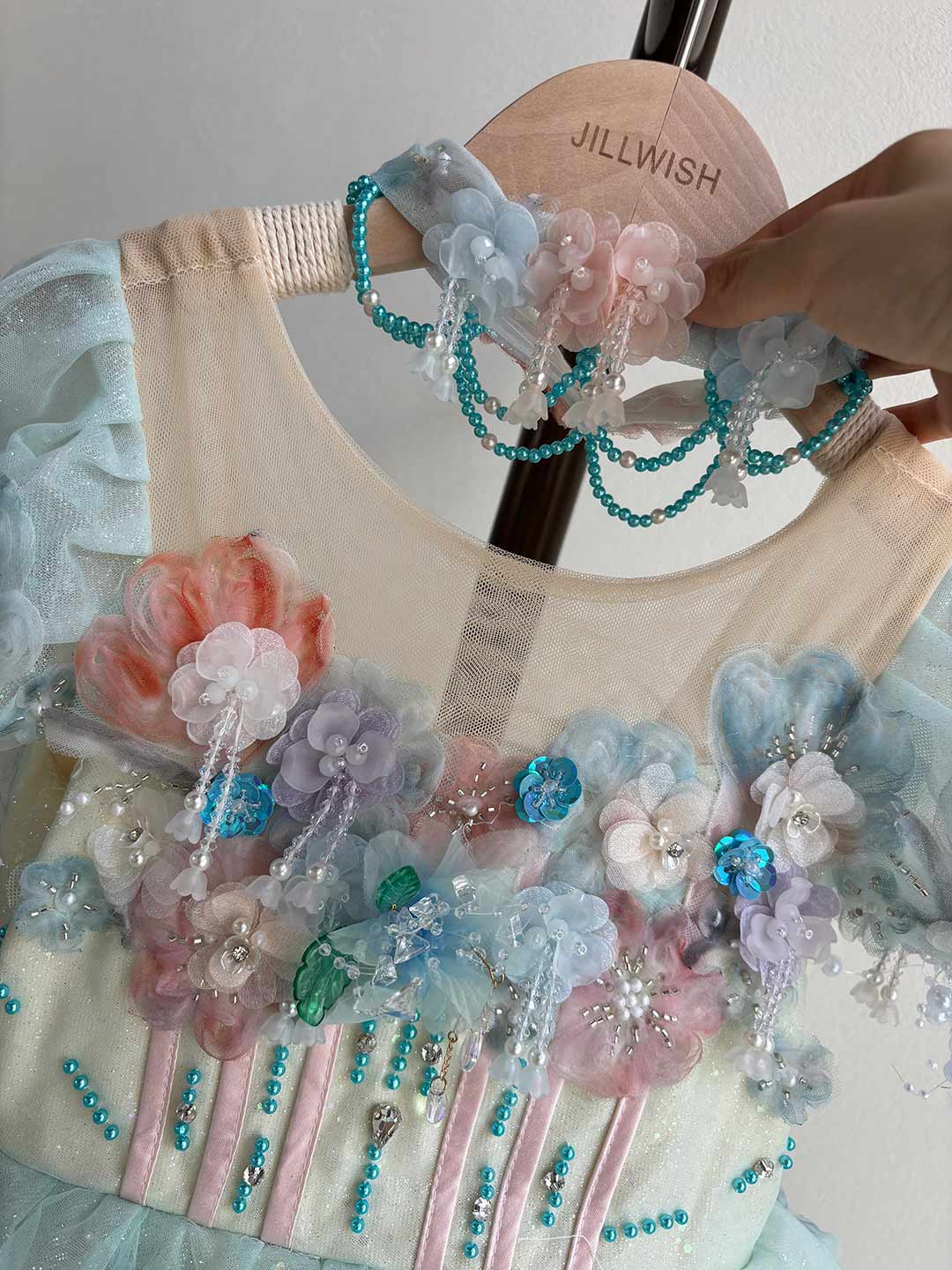 Elegant Crystal Beaded Girl Party Dress Princess Birthday J604