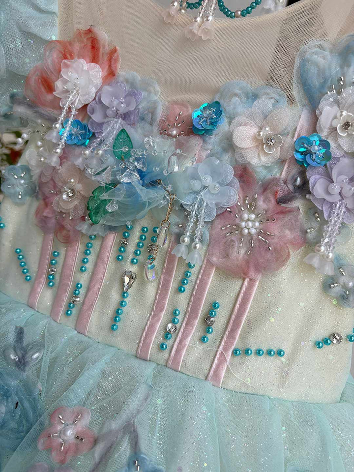 Elegant Crystal Beaded Girl Party Dress Princess Birthday J604