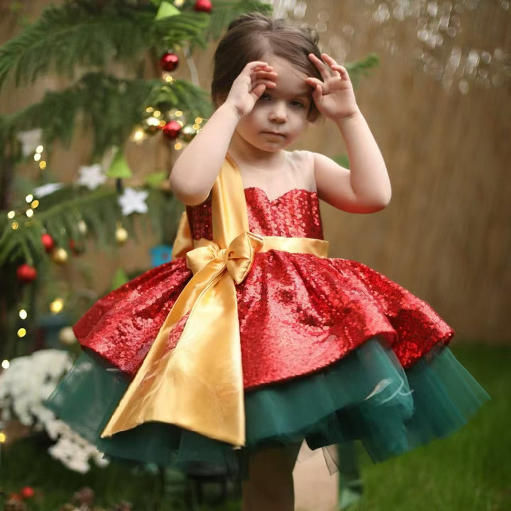 Lovely Christmas Princess Girl Dress for Kids Birthday Party Gown J712