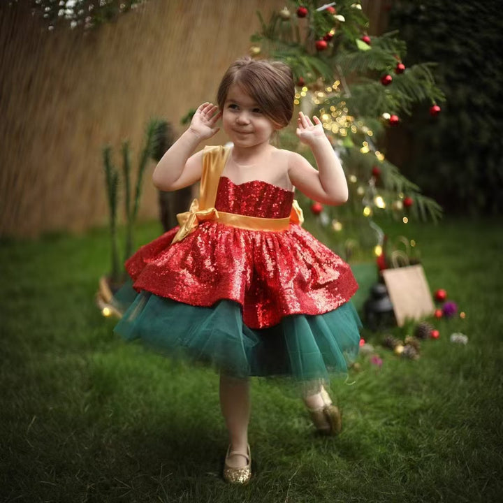 Lovely Christmas Princess Girl Dress for Kids Birthday Party Gown J712