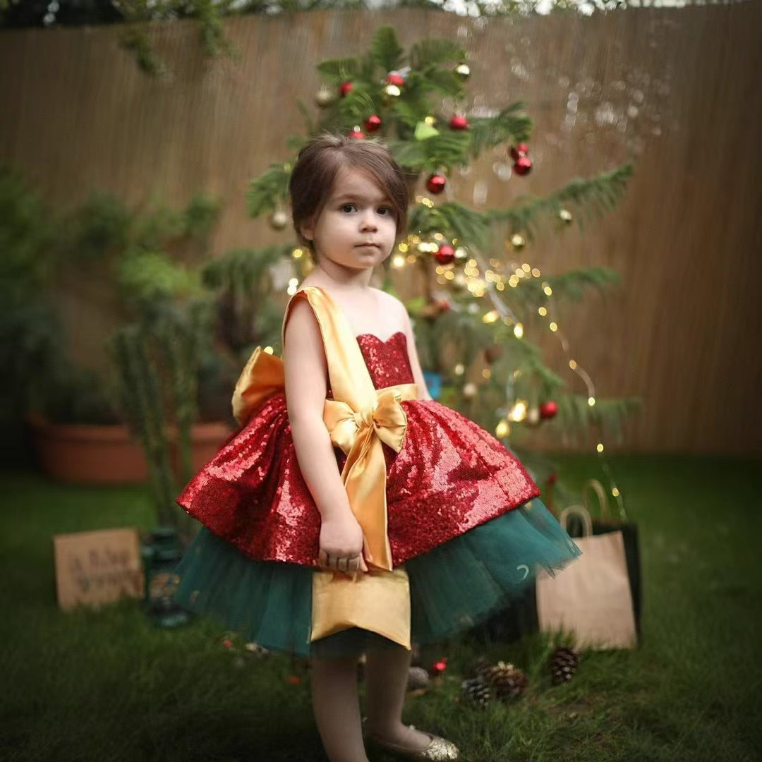 Lovely Christmas Princess Girl Dress for Kids Birthday Party Gown J712 Red-Green / 12M Lovely Christmas Princess Girl Dress for Kids Birthday Party Gown J712 Red-Green / 12M