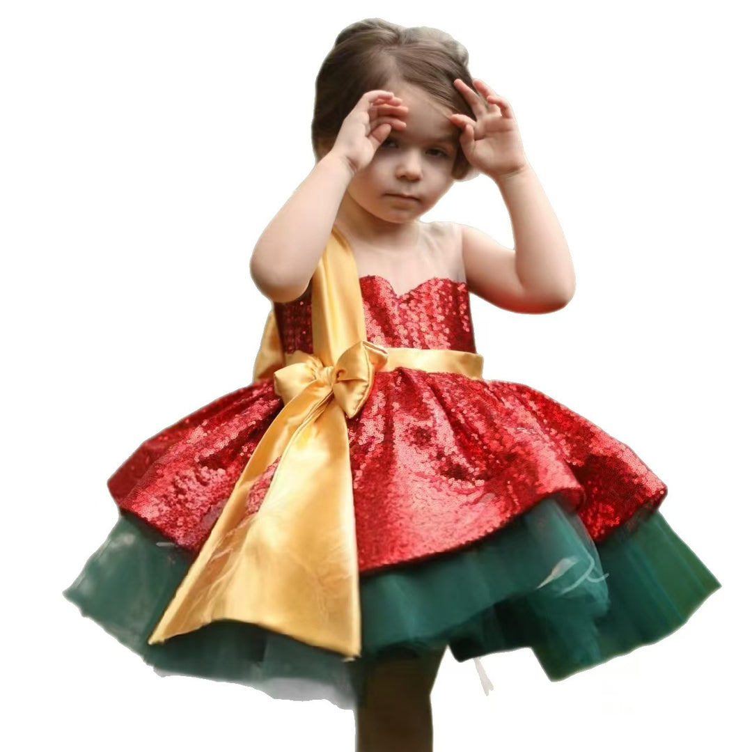 Lovely Christmas Princess Girl Dress for Kids Birthday Party Gown J712