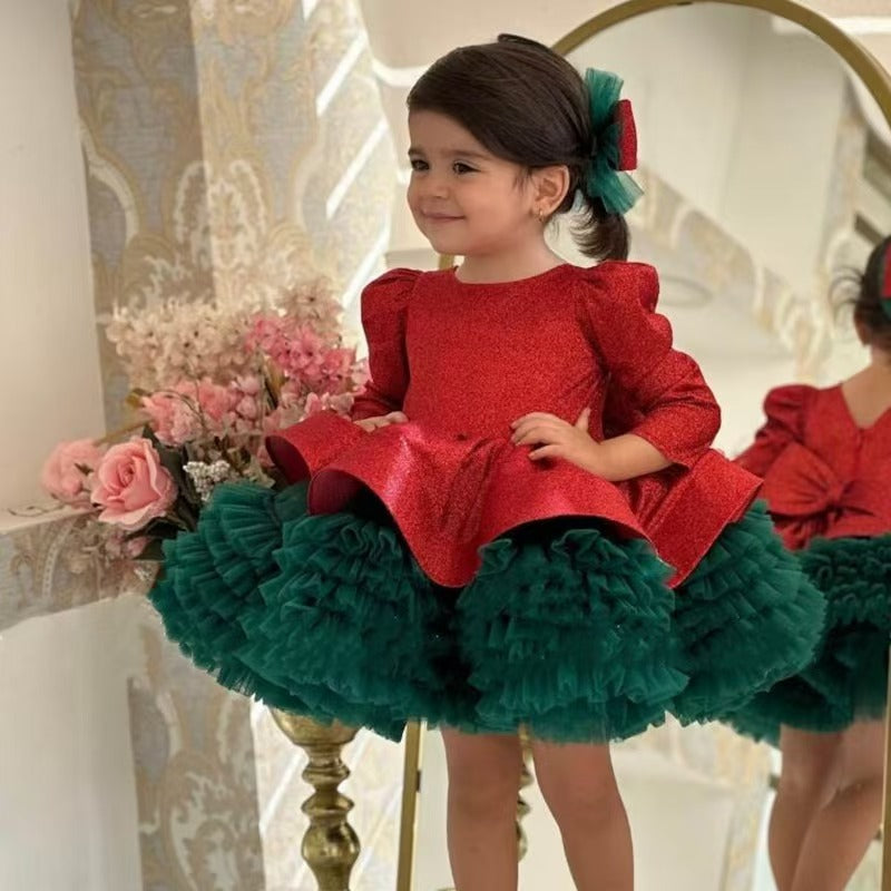 Cute Kids Christmas Princess Dress for Holiday Birthday Party D193