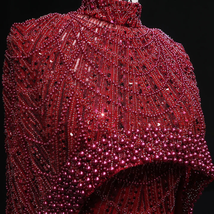 Nude Luxury Long Sleeves Muslim Evening Dresses with Cape SS369A