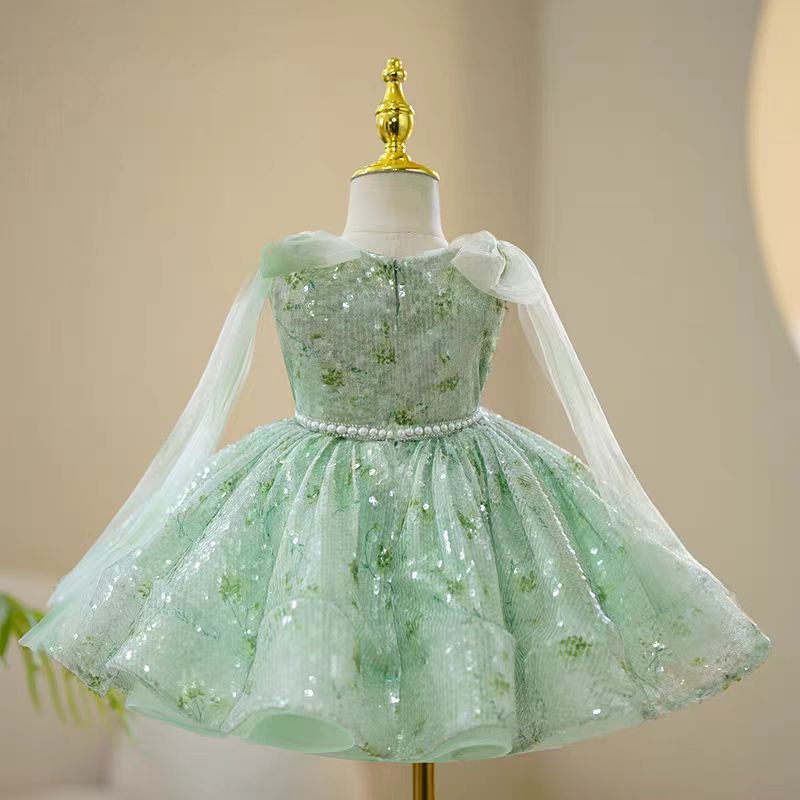 Emerald Green Toddler Dress Charming Sequined Lace Tulle Flower Girl Dress With Bow J397 DreamyVow Emerald Green Toddler Dress Charming Sequined Lace Tulle Flower Girl Dress With Bow J397 DreamyVow