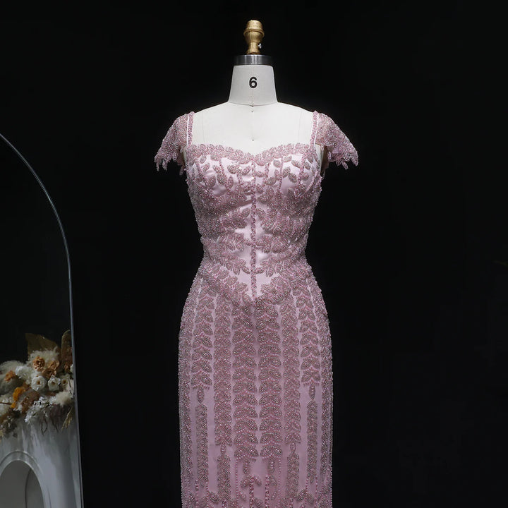 Luxury Pink Cream Evening Dress Formal Party Gowns SS712
