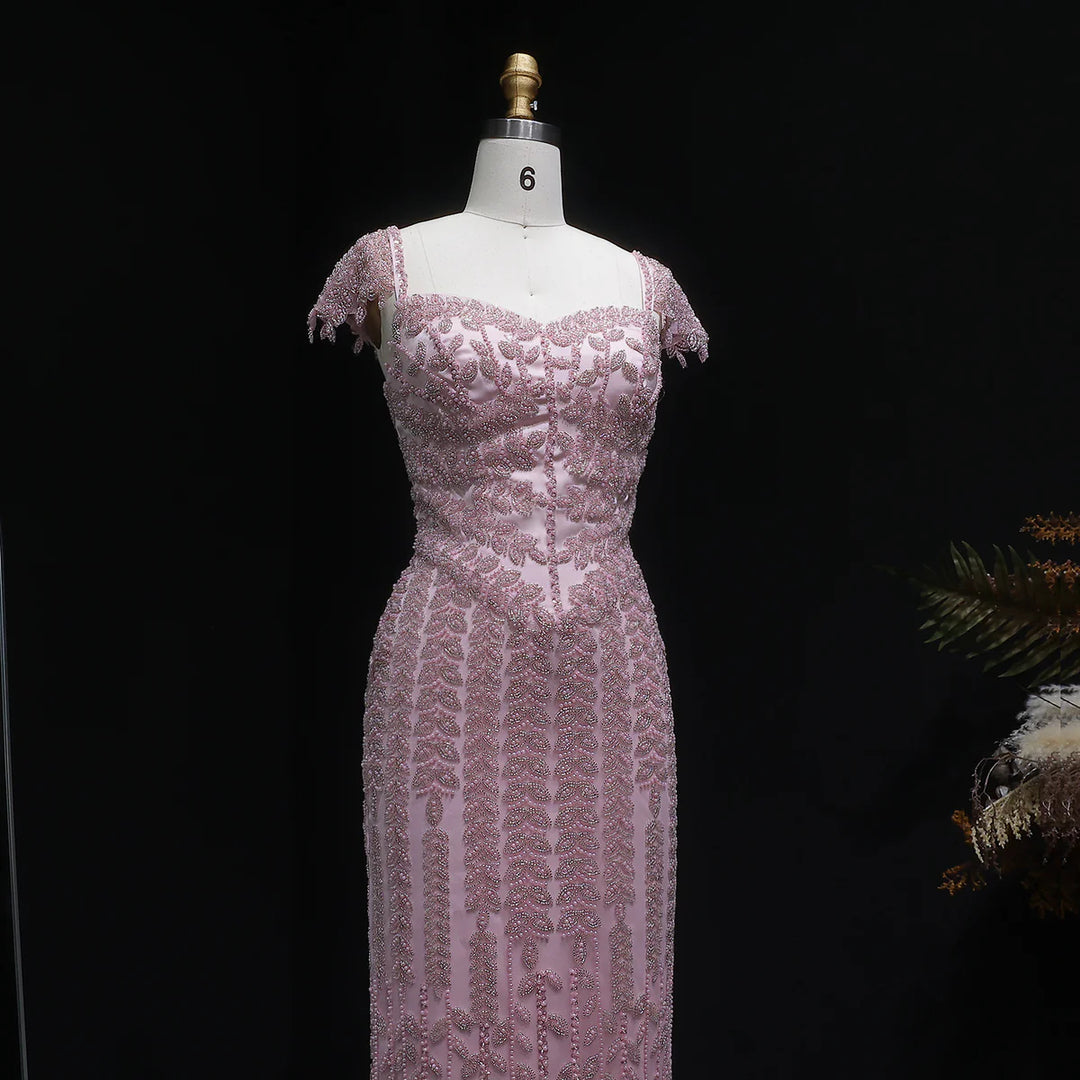 Luxury Pink Cream Evening Dress Formal Party Gowns SS712