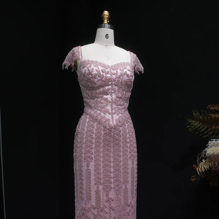 Luxury Pink Cream Evening Dress Formal Party Gowns SS712