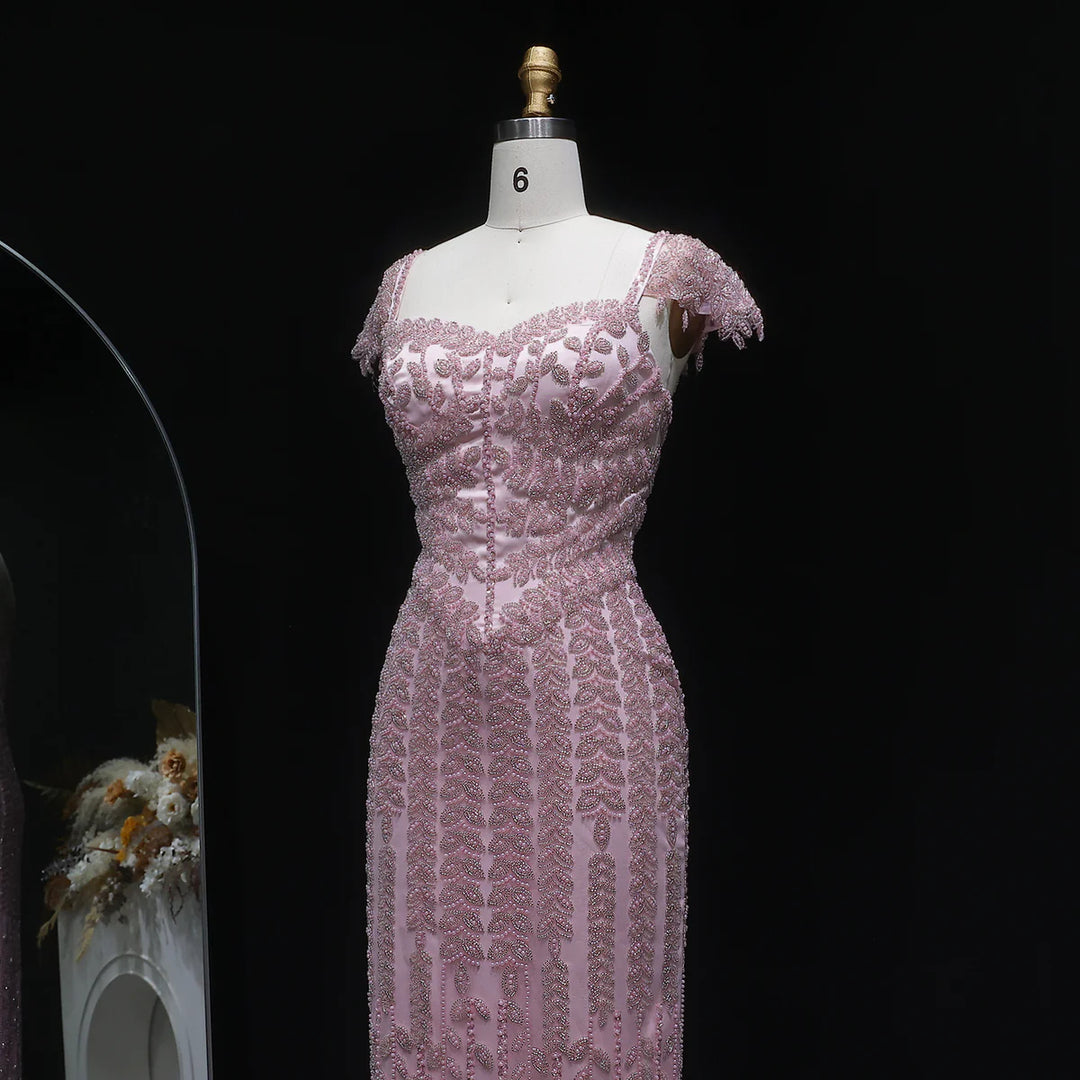 Luxury Pink Cream Evening Dress Formal Party Gowns SS712