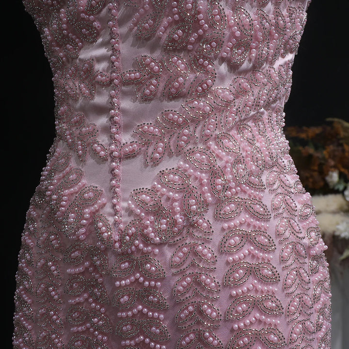 Luxury Pink Cream Evening Dress Formal Party Gowns SS712