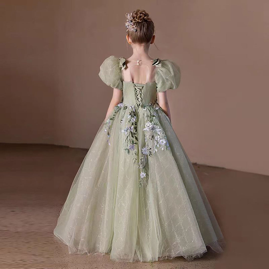 Embroidered Tulle Flower Girl Dress Princess D302 DreamyVow Embroidered Tulle Flower Girl Dress Princess D302 DreamyVow