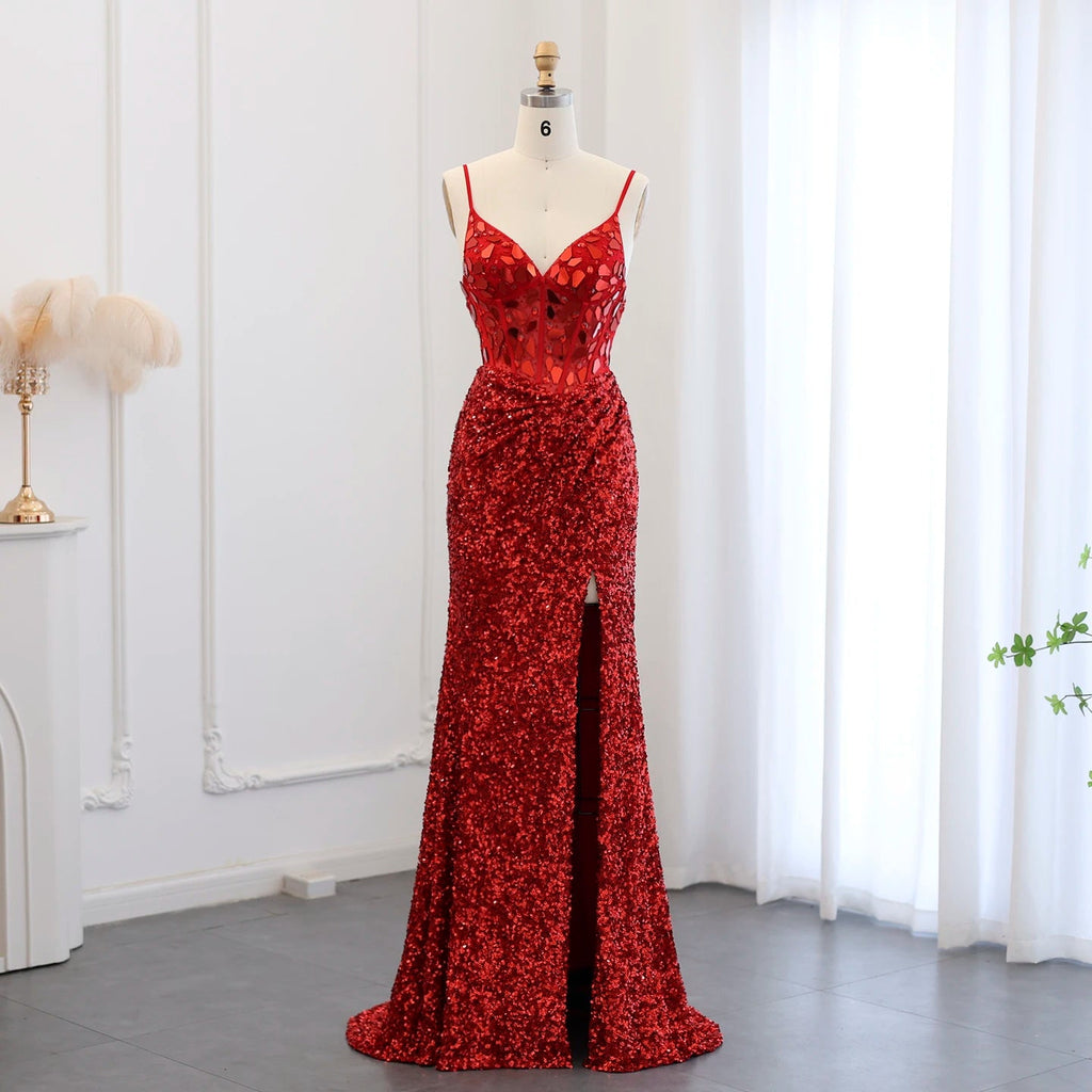 Luxury Rose Pink One Shoulder Mermaid Evening Dresses for Women Wedding Party High Slit Long Prom Formal Gowns Gray / 8 Luxury Rose Pink One Shoulder Mermaid Evening Dresses for Women Wedding Party High Slit Long Prom Formal Gowns Gray / 8