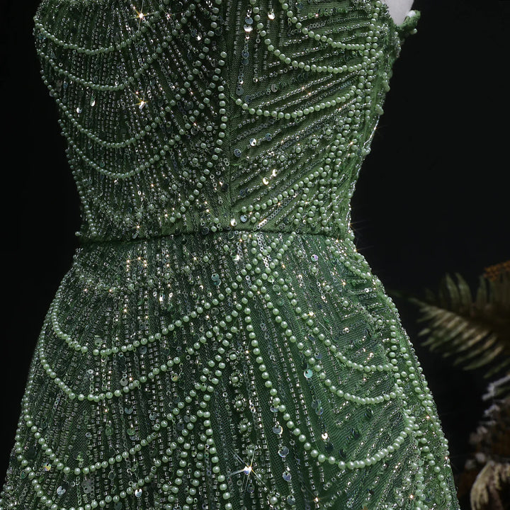 Sparkling Beaded Blue Strapless Evening Dress SS620