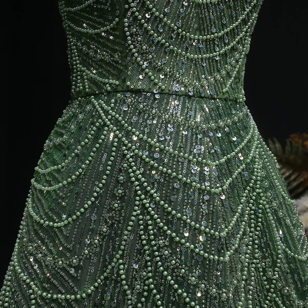 Sparkling Beaded Blue Strapless Evening Dress SS620