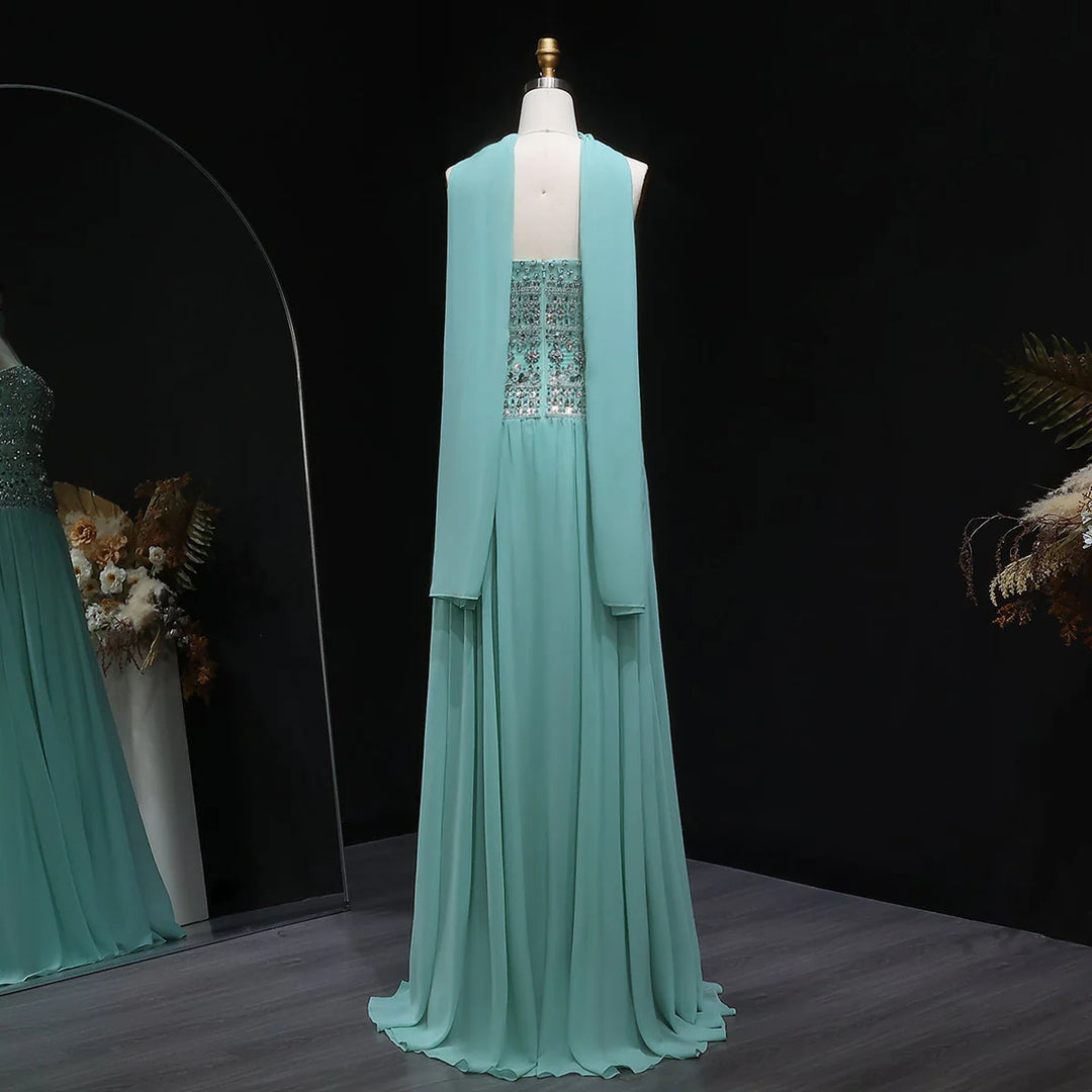 Strapless Lilac Beaded Bodice Evening Dress with Flowing Skirt SS539