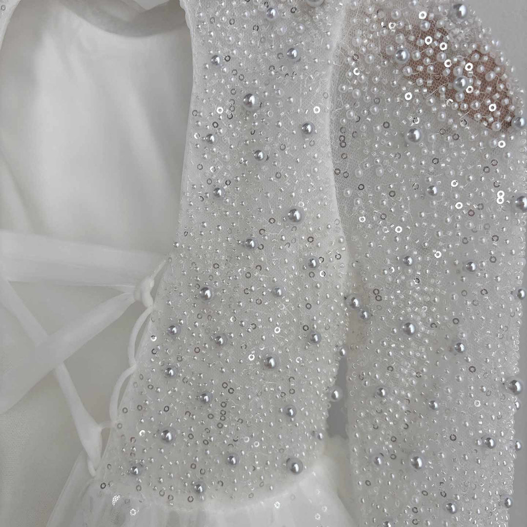 Elegant Long Princess Girl Dress with Flowers for Birthday Party D176