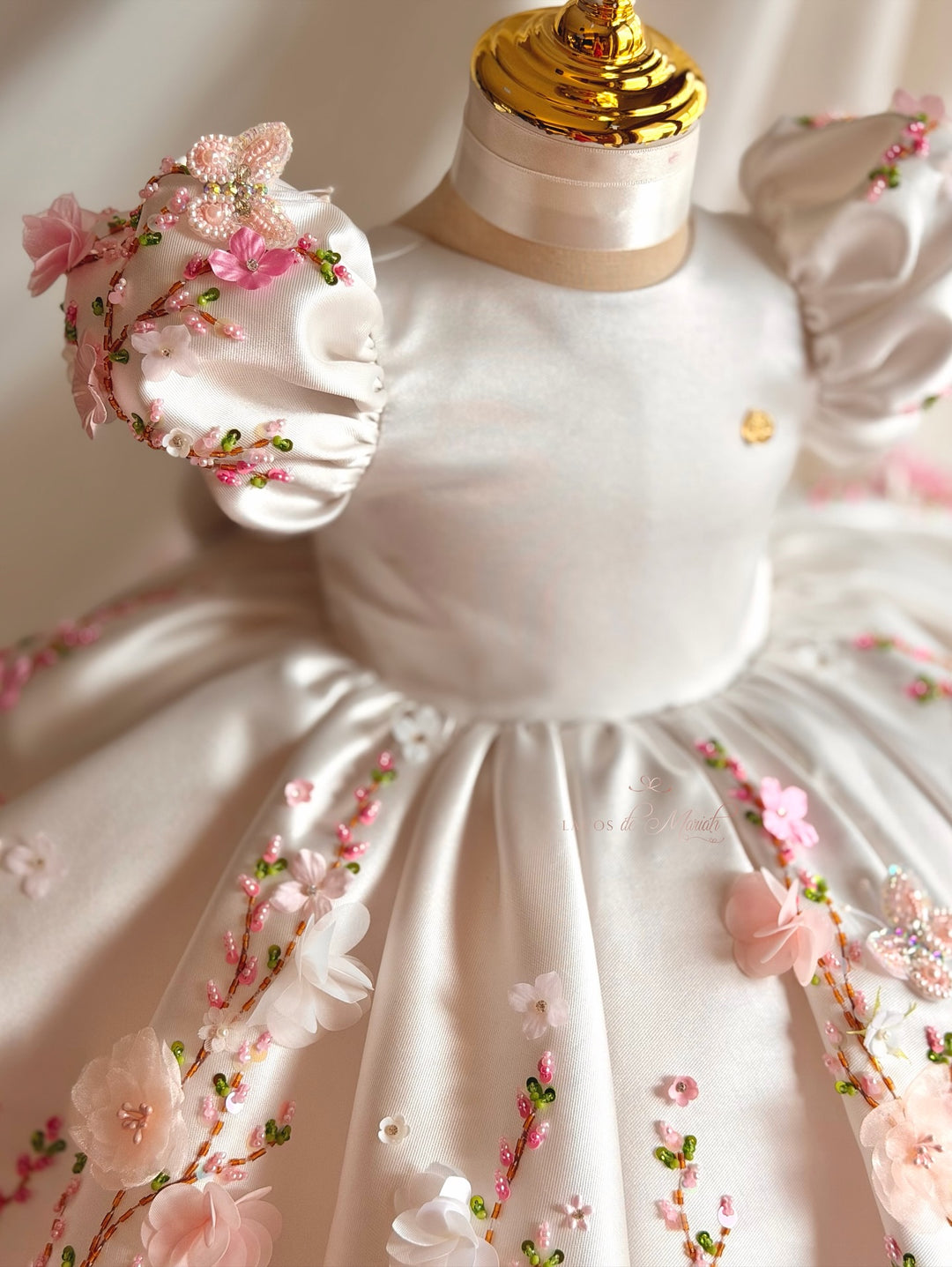 Garden Inspired Pink Floral Applique Birthday Princess Dress J833